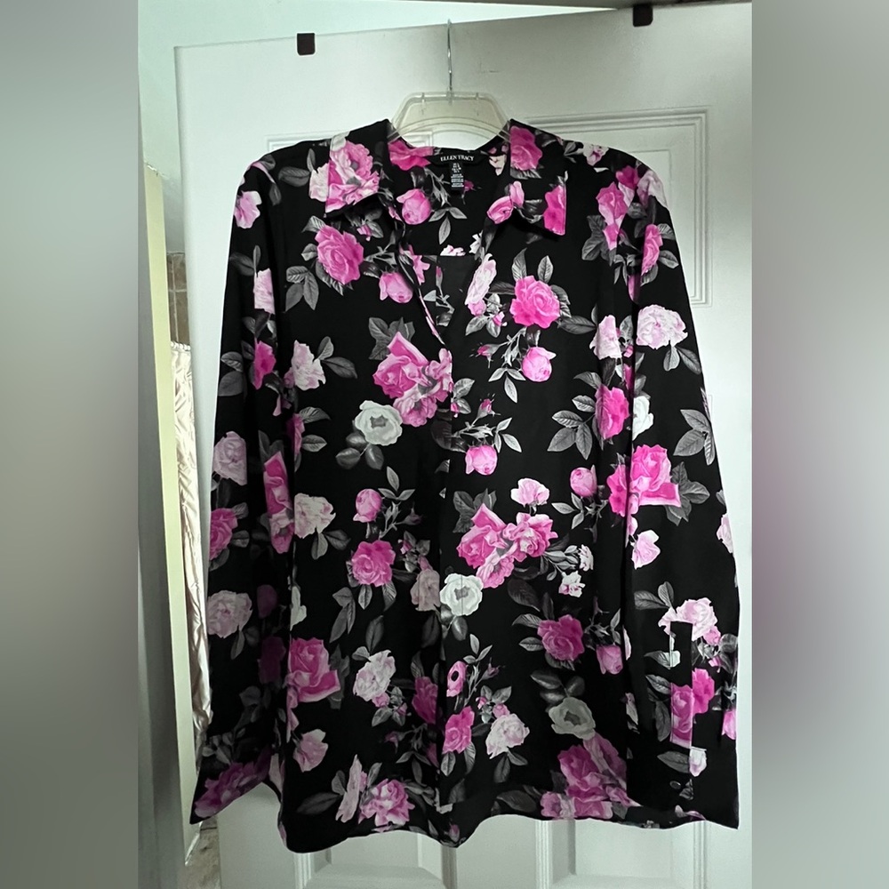PINK & BLACK FLORAL BLOUSE